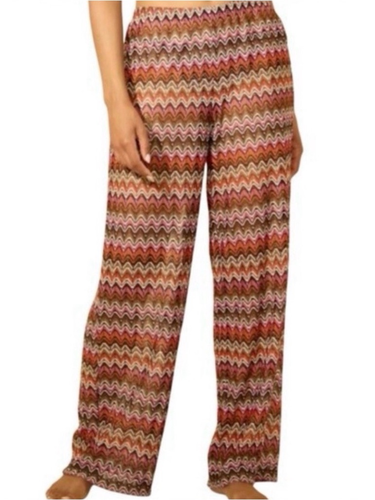 Shade & Shore Wide-Leg Zigzag Print Pants In Pink And Brown Tones
